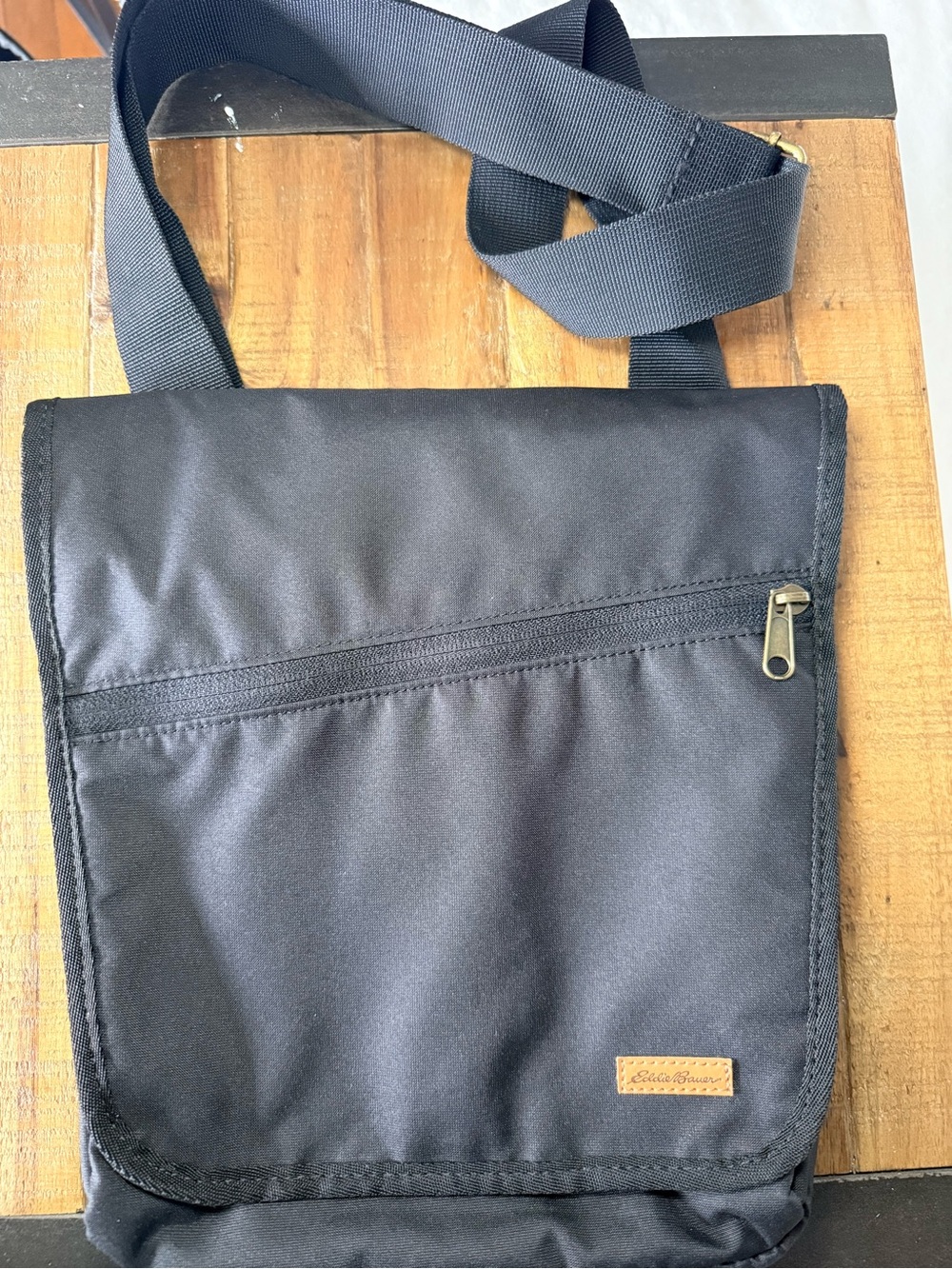 Eddie Bauer Black Vertical Messenger Crossbody Bag